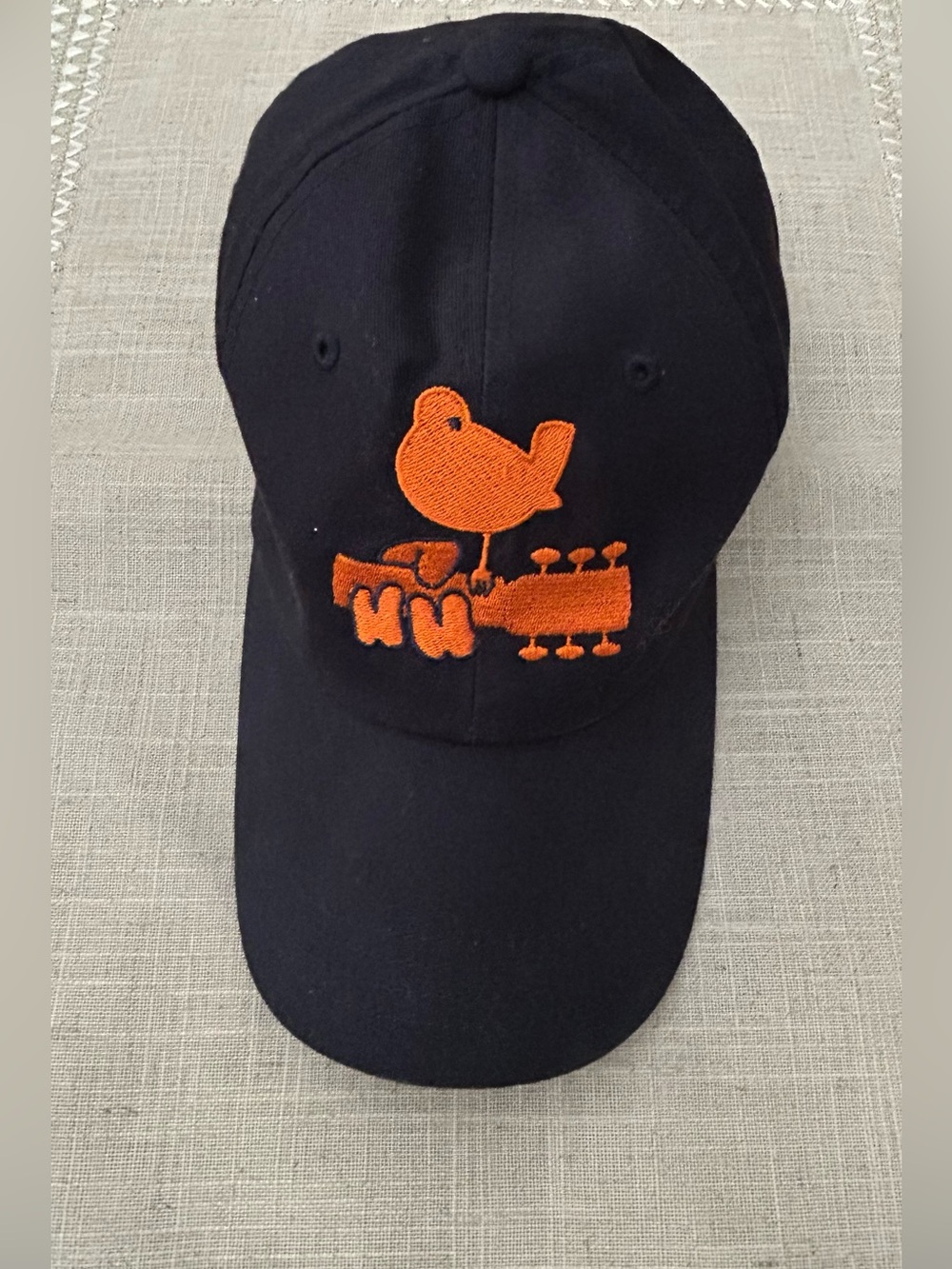 Woodstock Baseball Cap with Bird & Guitar Embroidery